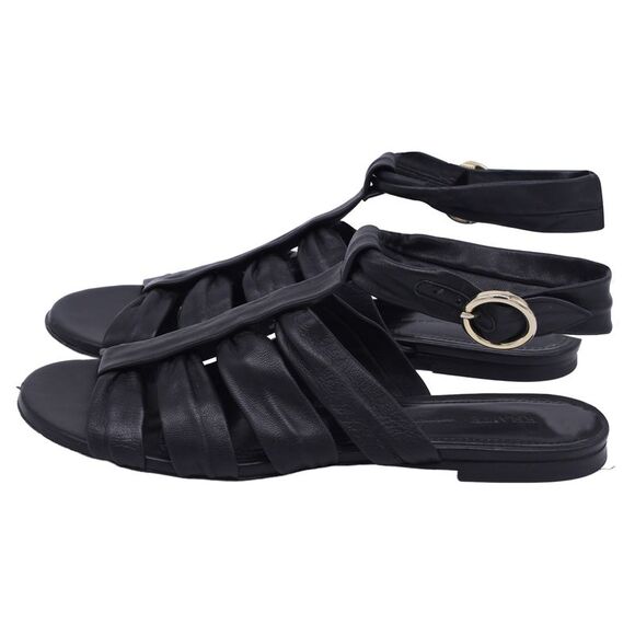 Khaite Perth Flat Sandals in Black Lambskin Leather - Picture 4 of 8